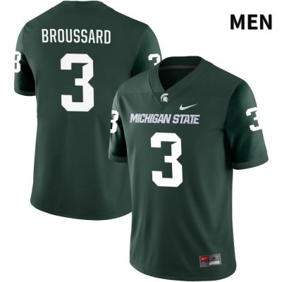 Men's Michigan State Spartans NCAA #3 Jarek Broussard Green NIL 2022 Authentic Nike Stitched College Football Jersey JG32E26YD